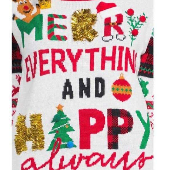 NWT No Boundaries Juniors XS Christmas Sweater Merry Everything Holiday Festive - Picture 2 of 4